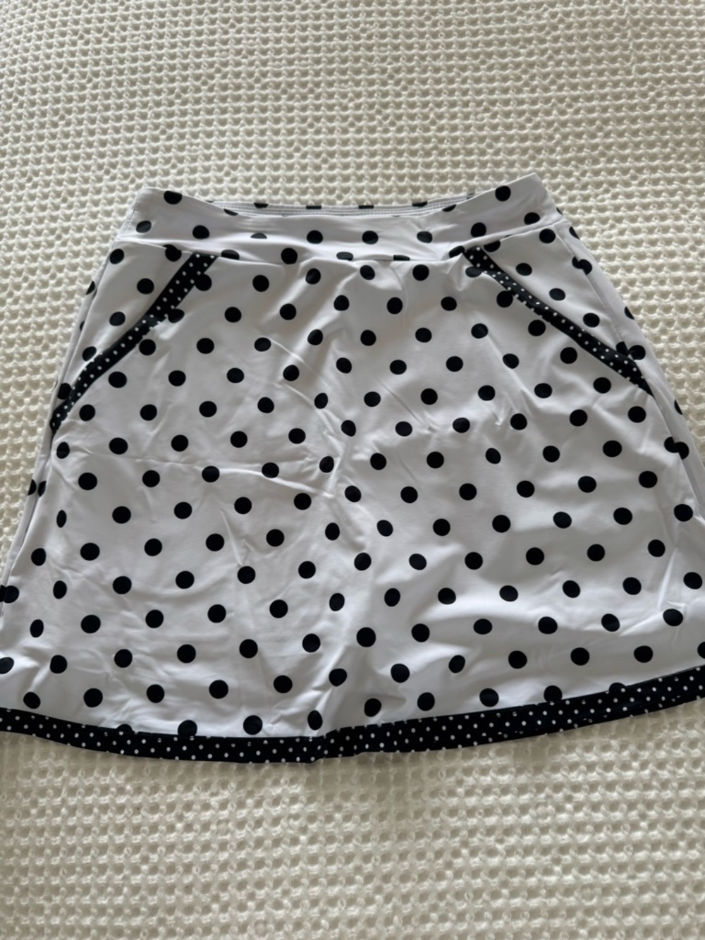 Classic A-Line Polka Dot Skirt - White with Black Dots